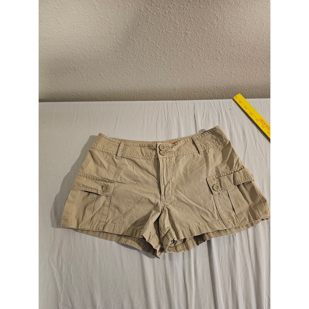Mossimo Supply Co Womens Khaki Ripstop Cargo Shorts Size 9 Tan Cotton Mini Short